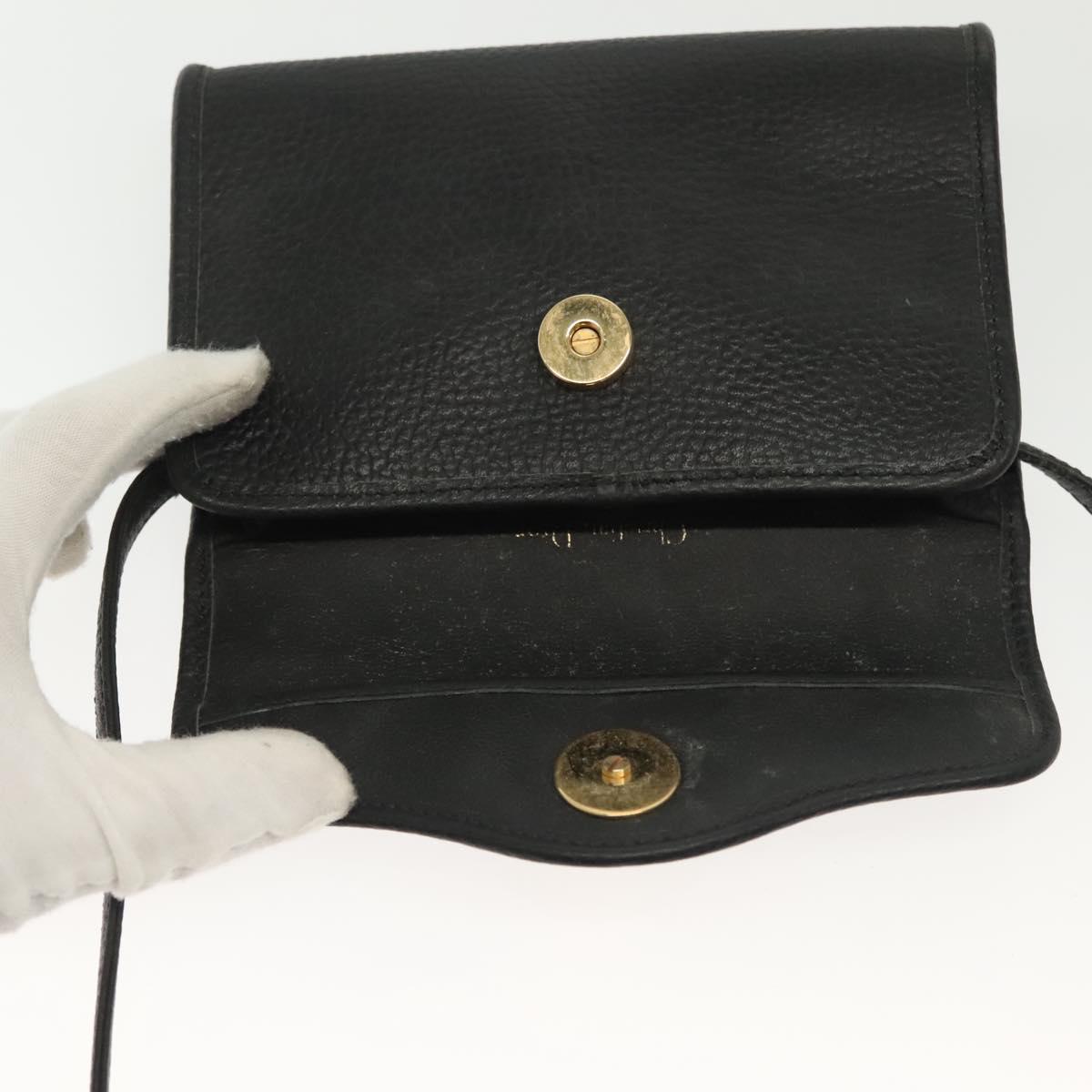 Christian Dior Shoulder Bag Leather Black Gold Auth 135165