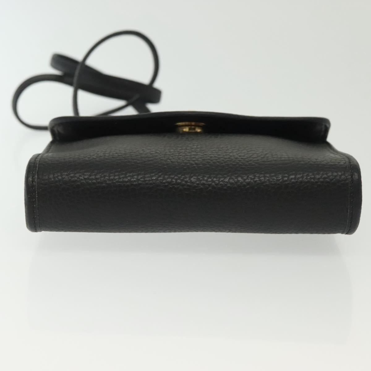 Christian Dior Shoulder Bag Leather Black Gold Auth 135165