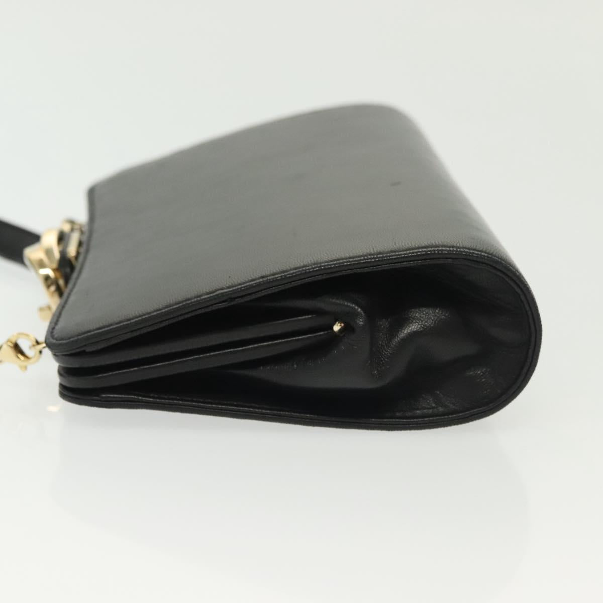 GUCCI Shoulder Bag Leather Black Gold 005 406 0284 Auth 135176