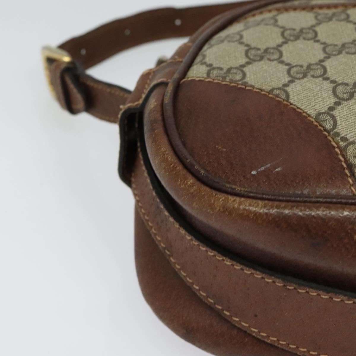 GUCCI GG Supreme Shoulder Bag PVC Beige Gold Auth 135178