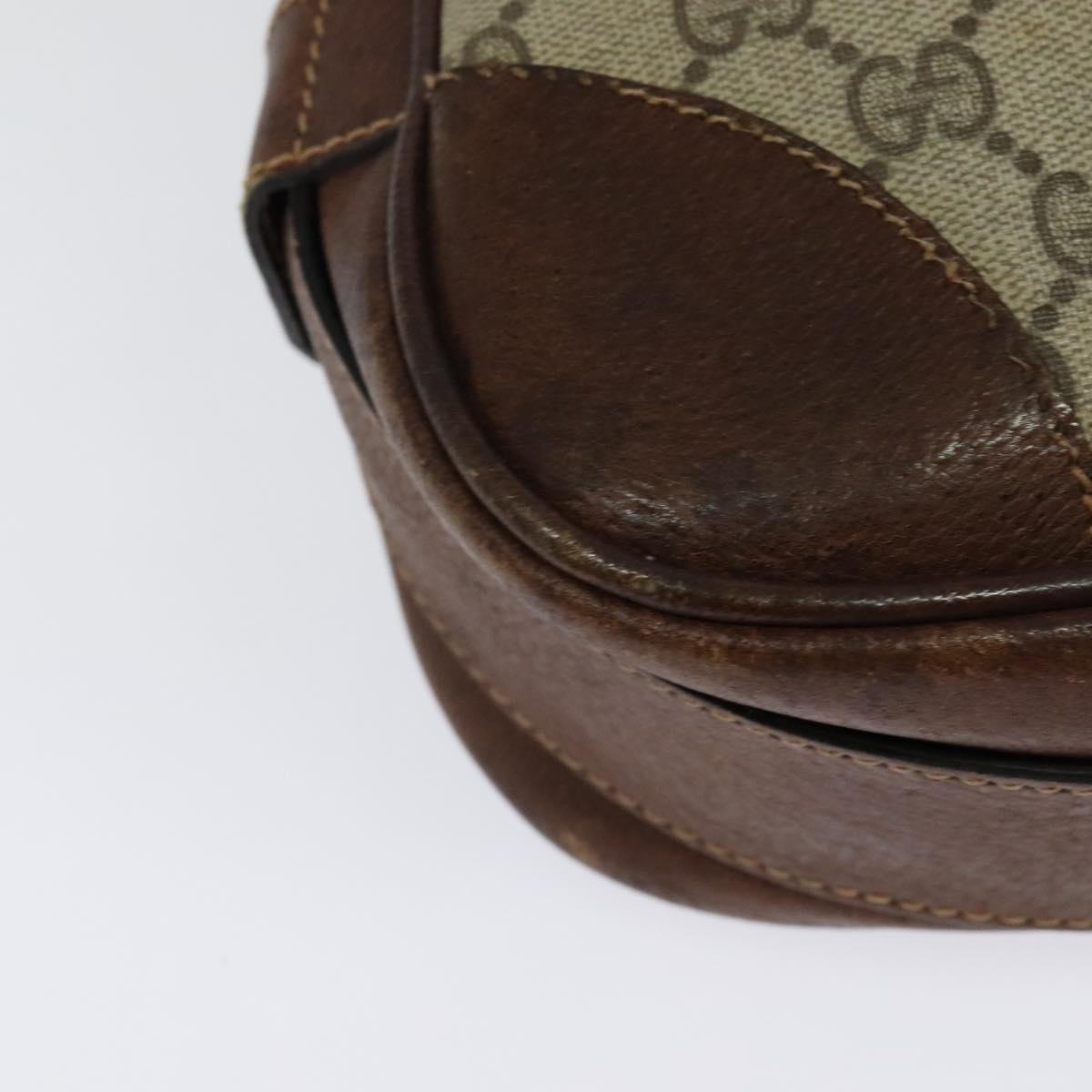GUCCI GG Supreme Shoulder Bag PVC Beige Gold Auth 135178