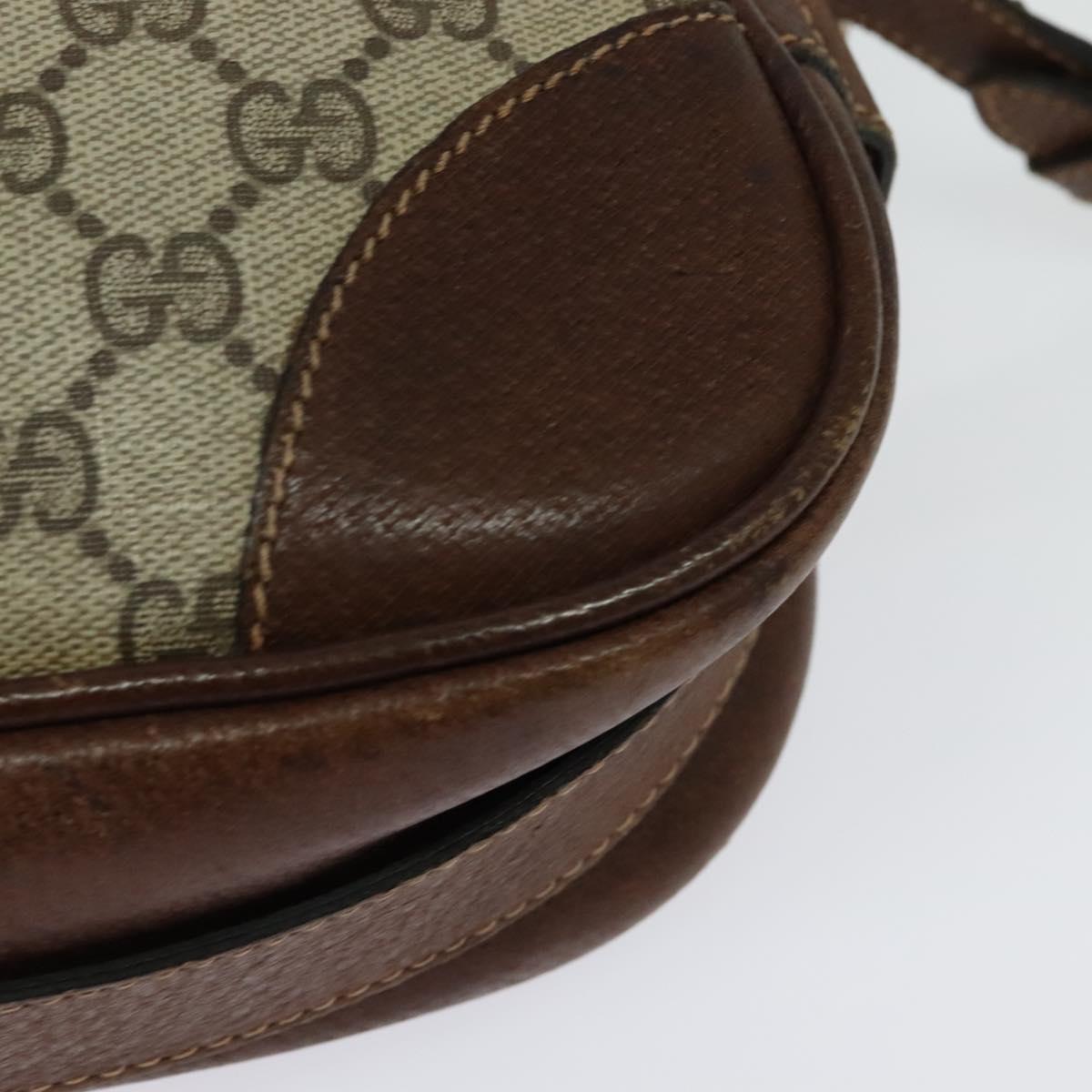 GUCCI GG Supreme Shoulder Bag PVC Beige Gold Auth 135178