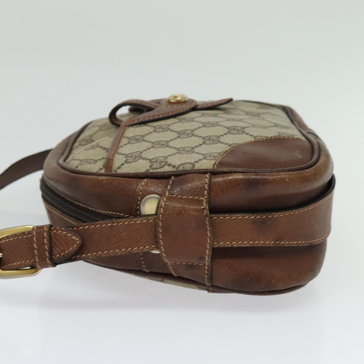 GUCCI GG Supreme Shoulder Bag PVC Beige Gold Auth 135178