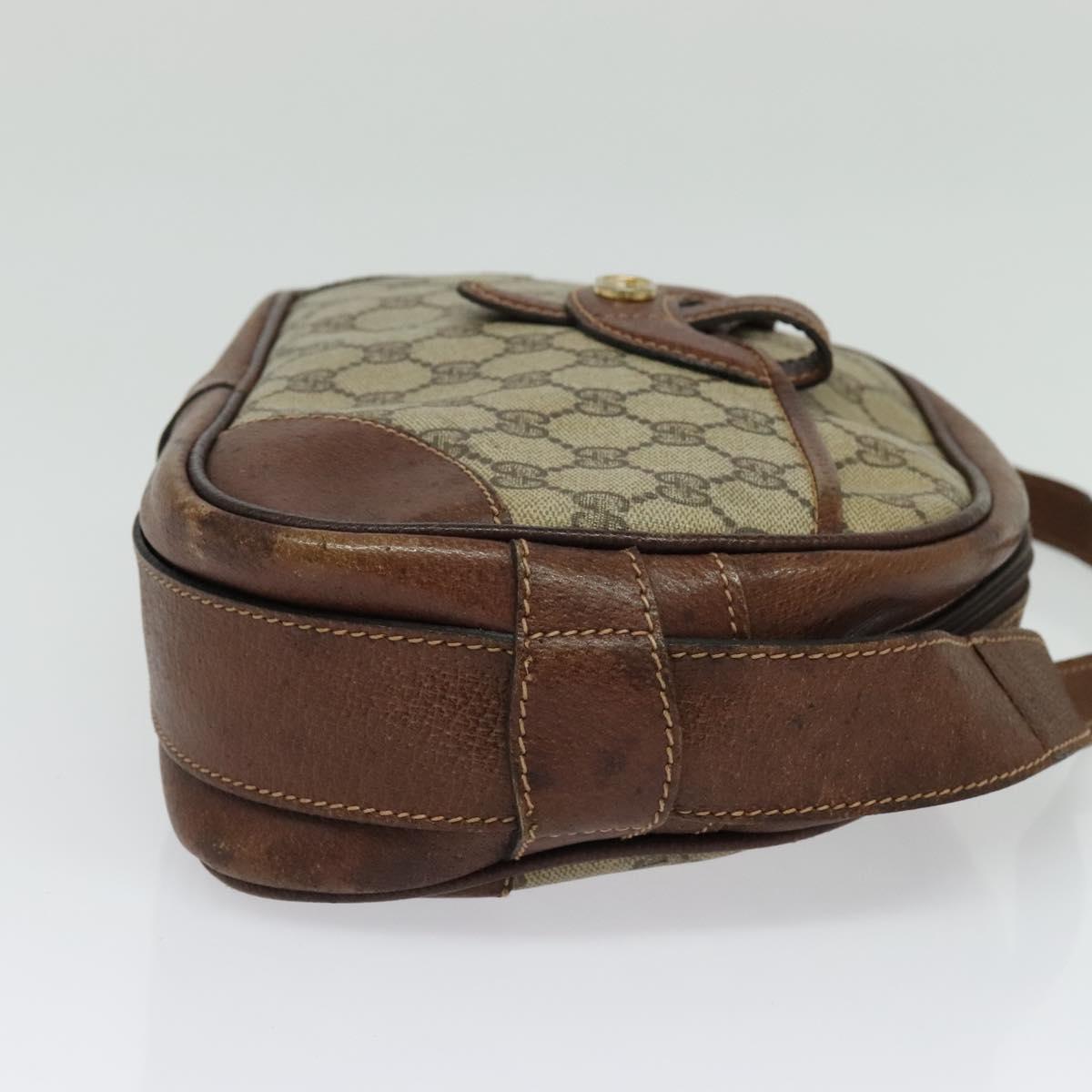 GUCCI GG Supreme Shoulder Bag PVC Beige Gold Auth 135178