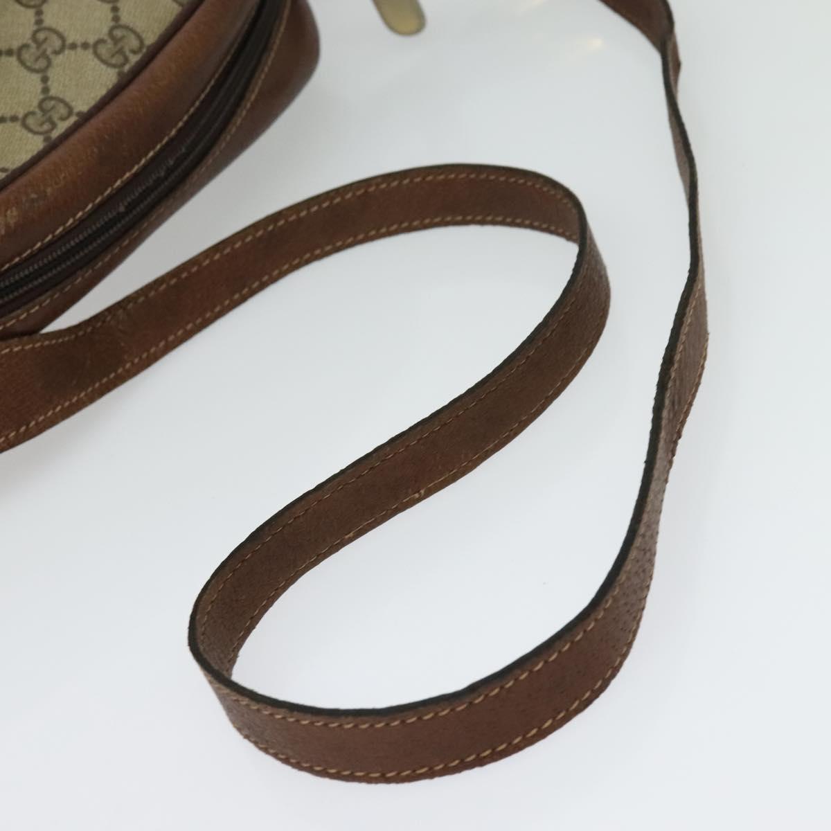 GUCCI GG Supreme Shoulder Bag PVC Beige Gold Auth 135178