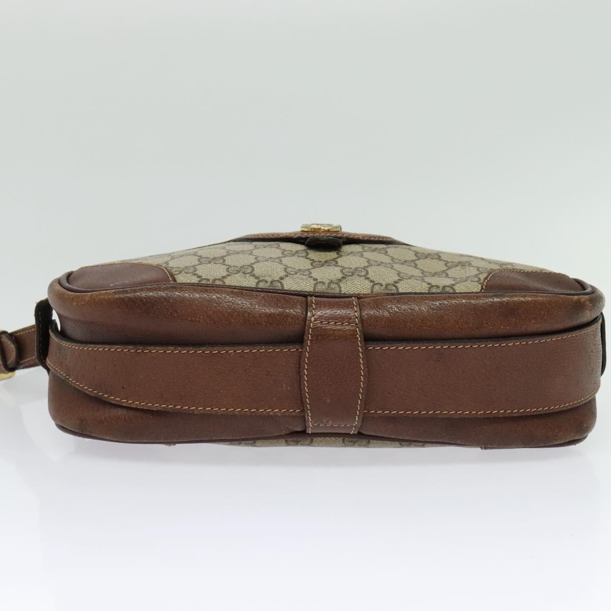 GUCCI GG Supreme Shoulder Bag PVC Beige Gold Auth 135178