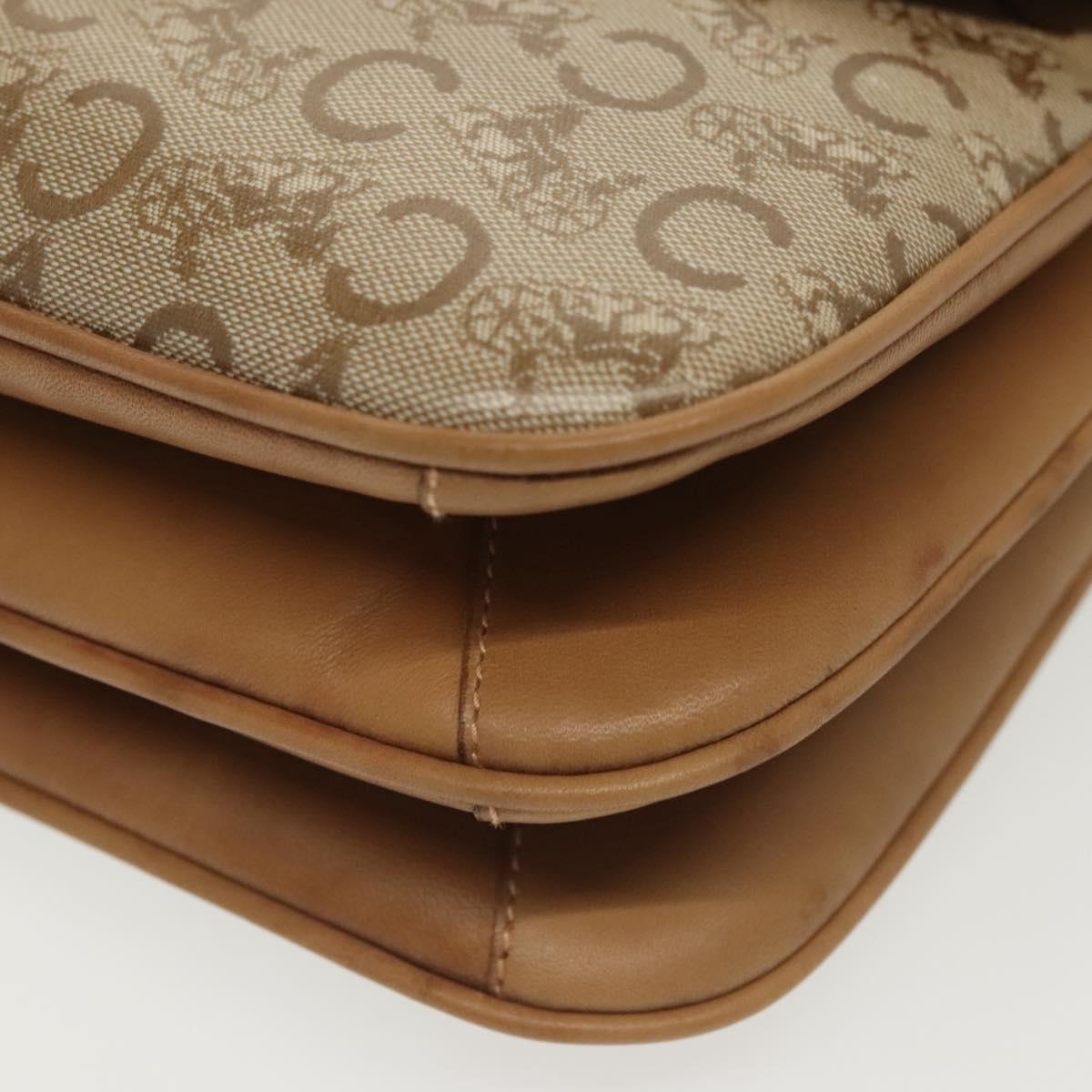 CELINE Macadam Canvas Shoulder Bag PVC Beige Gold Auth 135181
