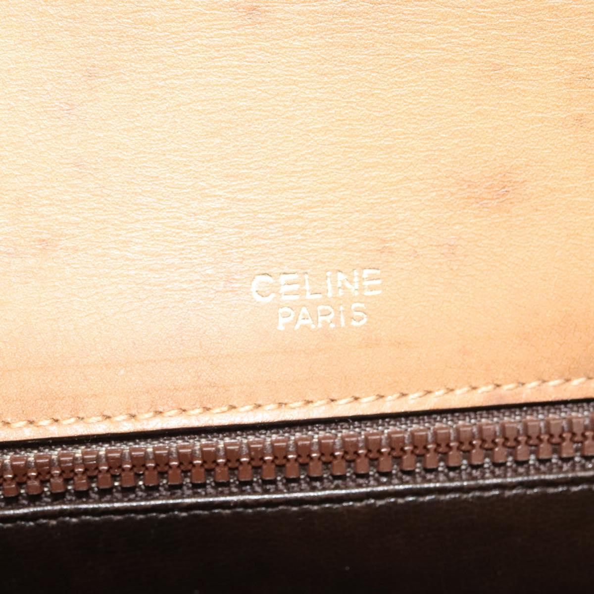 CELINE Macadam Canvas Shoulder Bag PVC Beige Gold Auth 135181