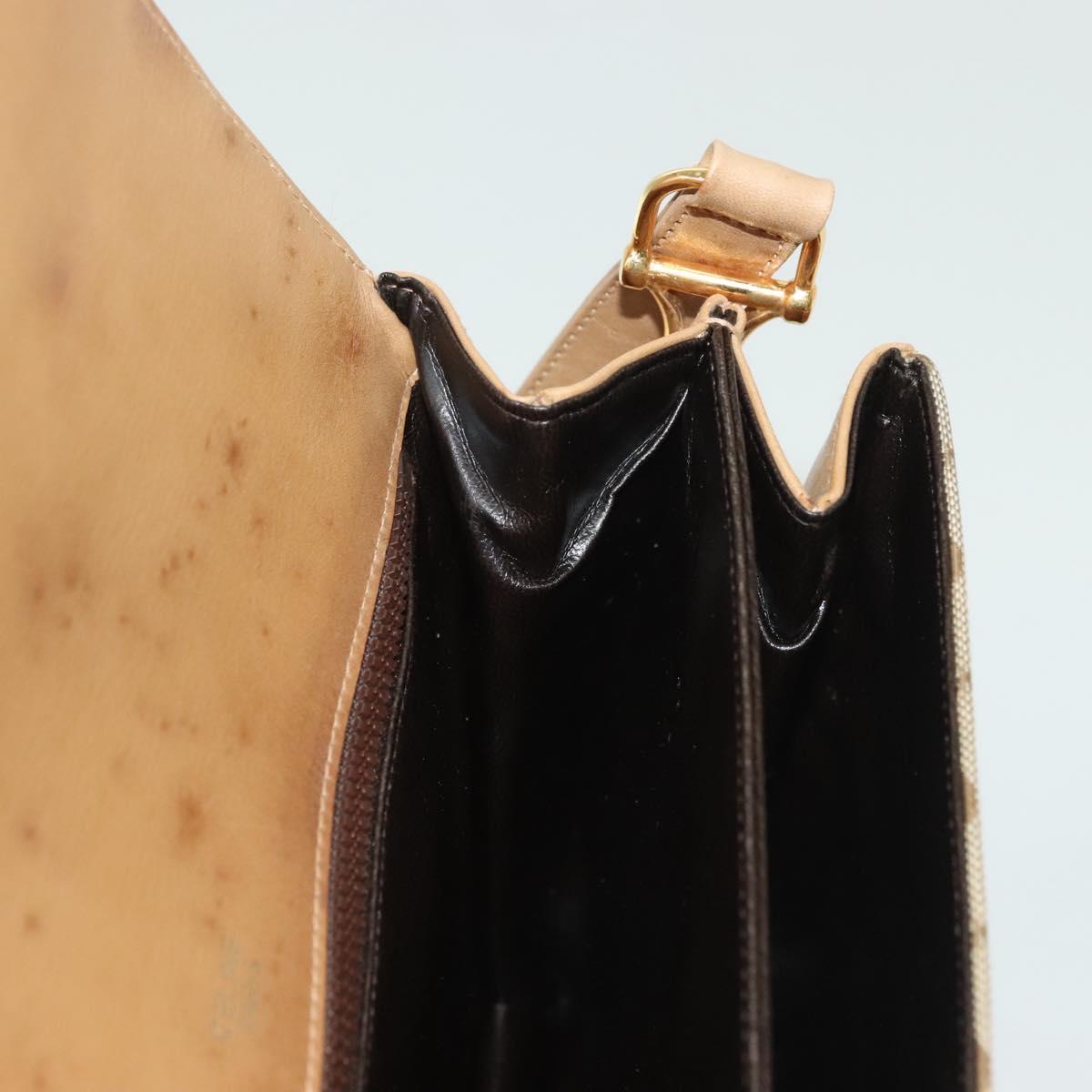 CELINE Macadam Canvas Shoulder Bag PVC Beige Gold Auth 135181