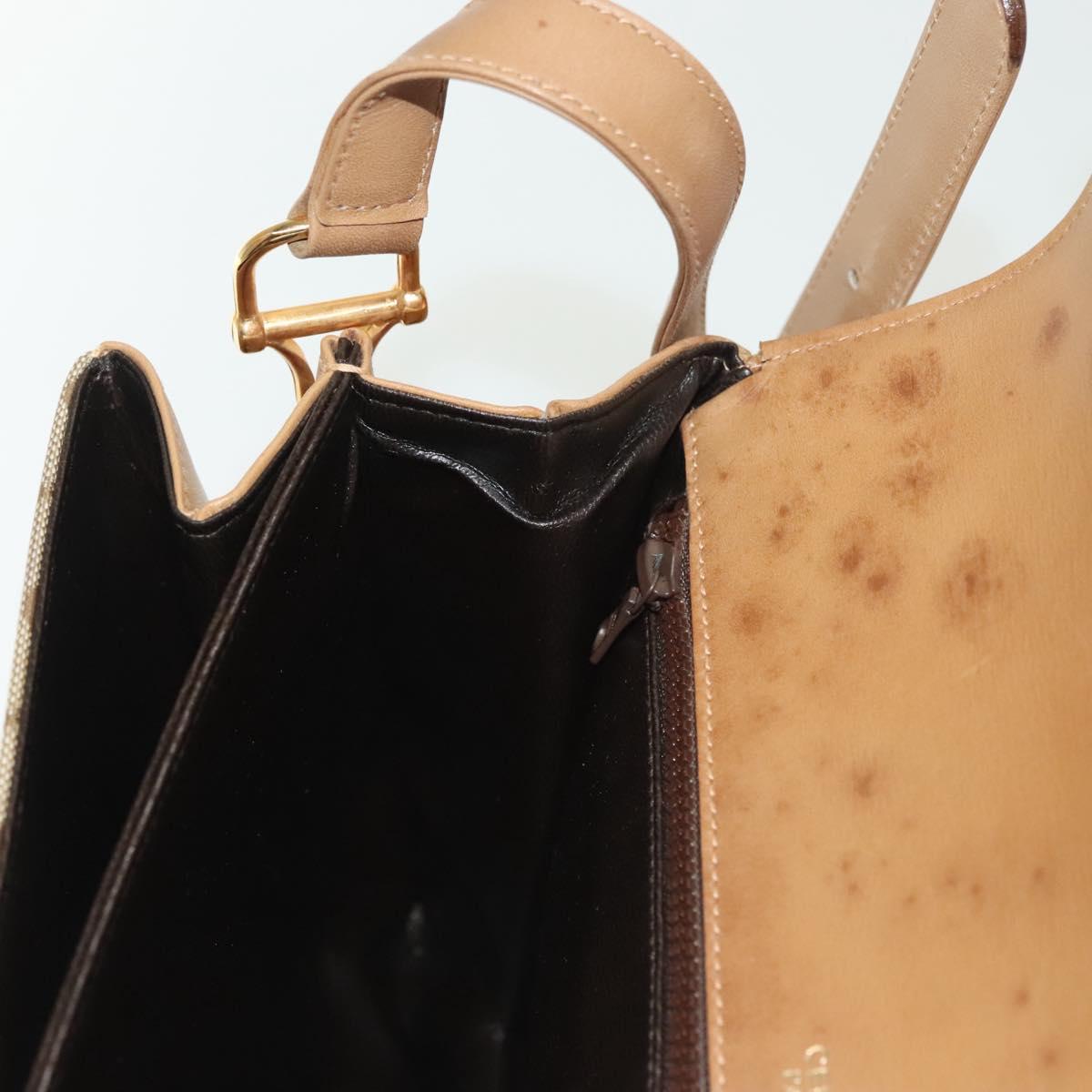 CELINE Macadam Canvas Shoulder Bag PVC Beige Gold Auth 135181