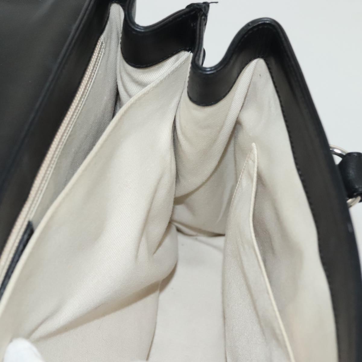 Salvatore Ferragamo Gancini Hand Bag Leather Black Silver Auth 135182