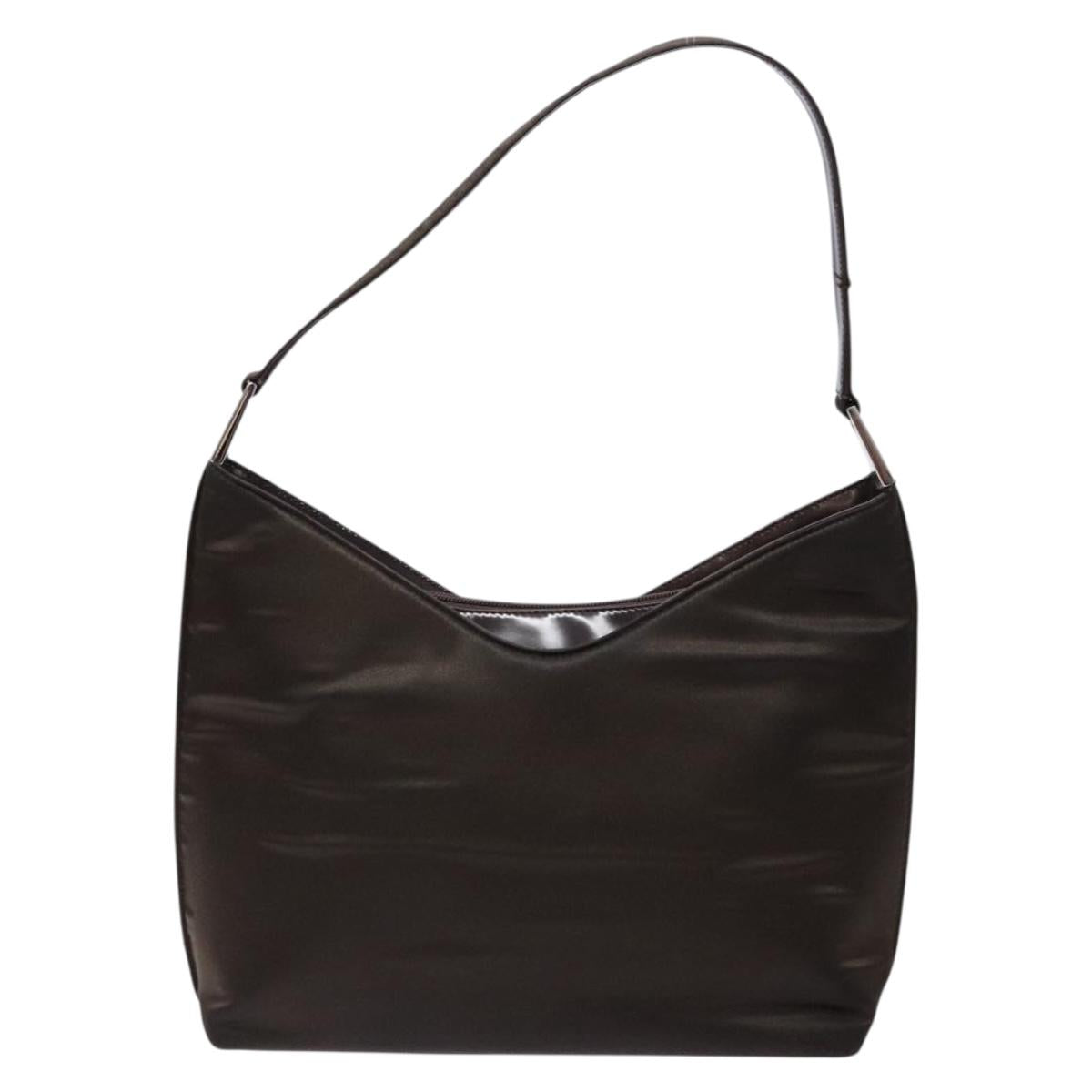 GUCCI Shoulder Bag Nylon Brown Silver 001 3017 Auth 135184