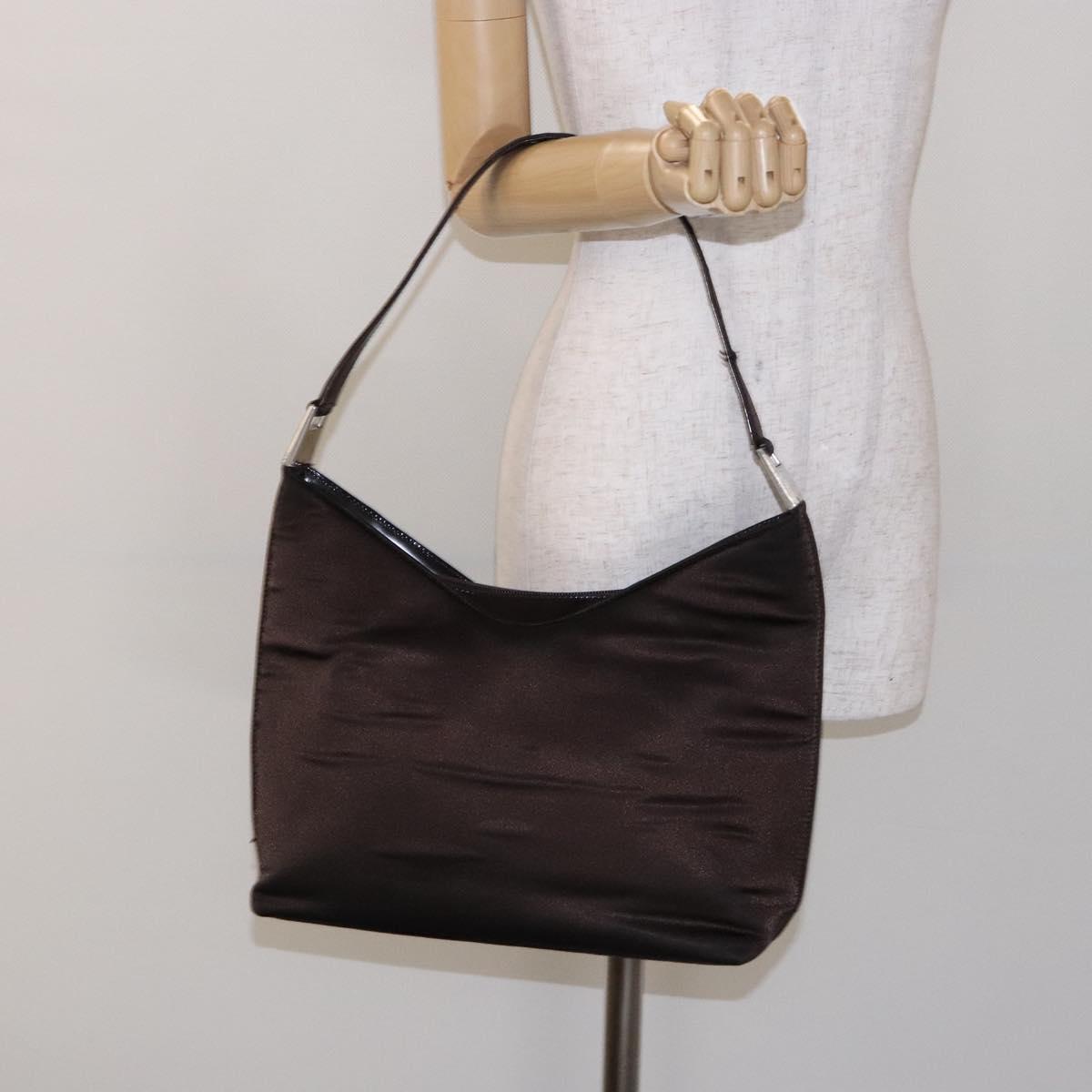 GUCCI Shoulder Bag Nylon Brown Silver 001 3017 Auth 135184