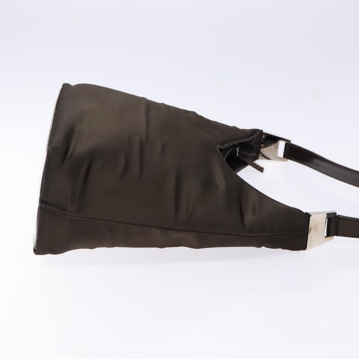 GUCCI Shoulder Bag Nylon Brown Silver 001 3017 Auth 135184