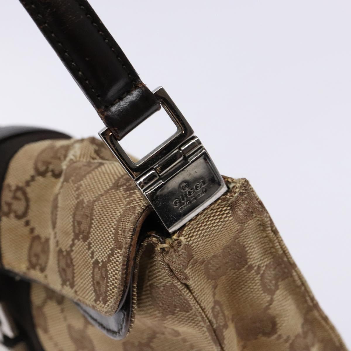 GUCCI GG Canvas Jackie Shoulder Bag Beige Silver 001 3734 Auth 135186