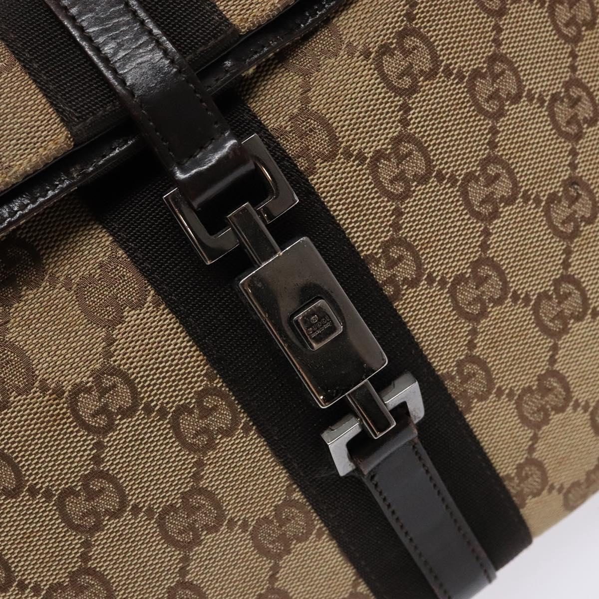 GUCCI GG Canvas Jackie Shoulder Bag Beige Silver 001 3734 Auth 135186
