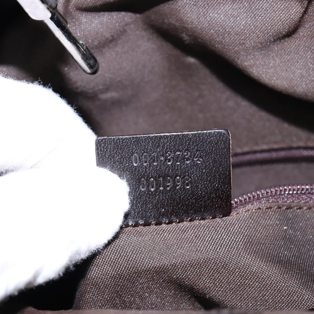 GUCCI GG Canvas Jackie Shoulder Bag Beige Silver 001 3734 Auth 135186