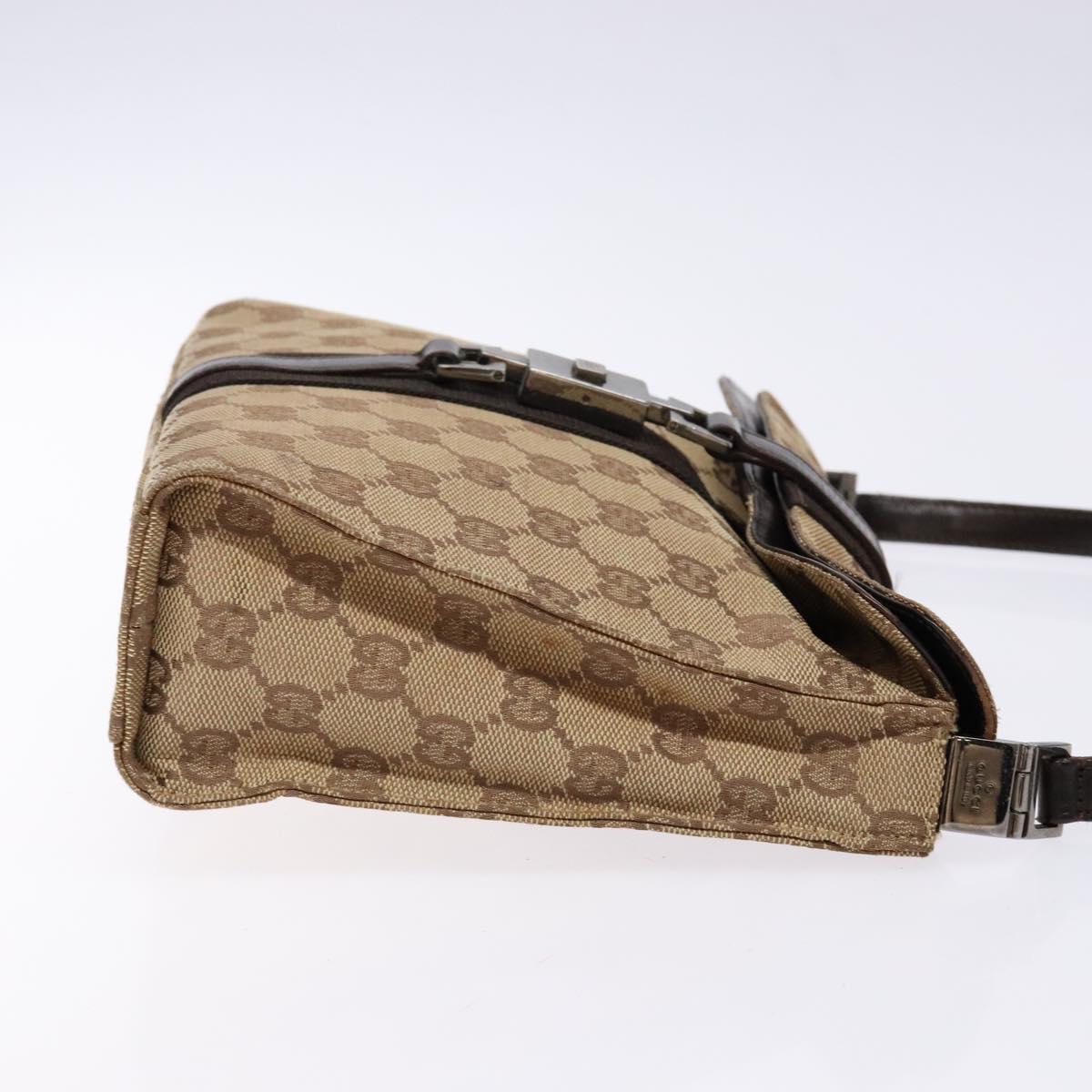GUCCI GG Canvas Jackie Shoulder Bag Beige Silver 001 3734 Auth 135186