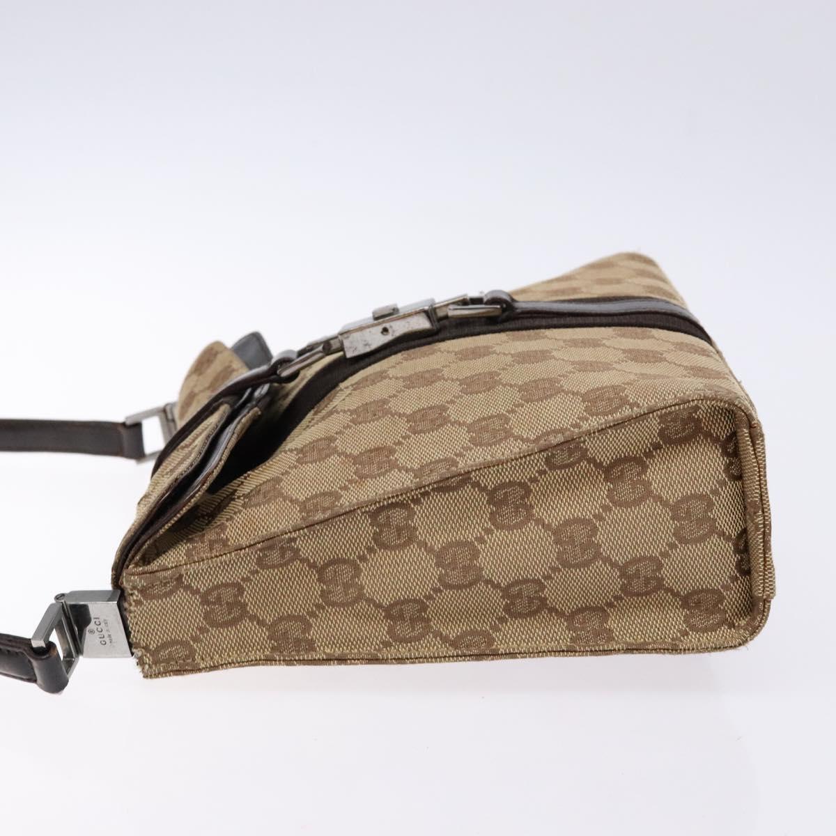 GUCCI GG Canvas Jackie Shoulder Bag Beige Silver 001 3734 Auth 135186