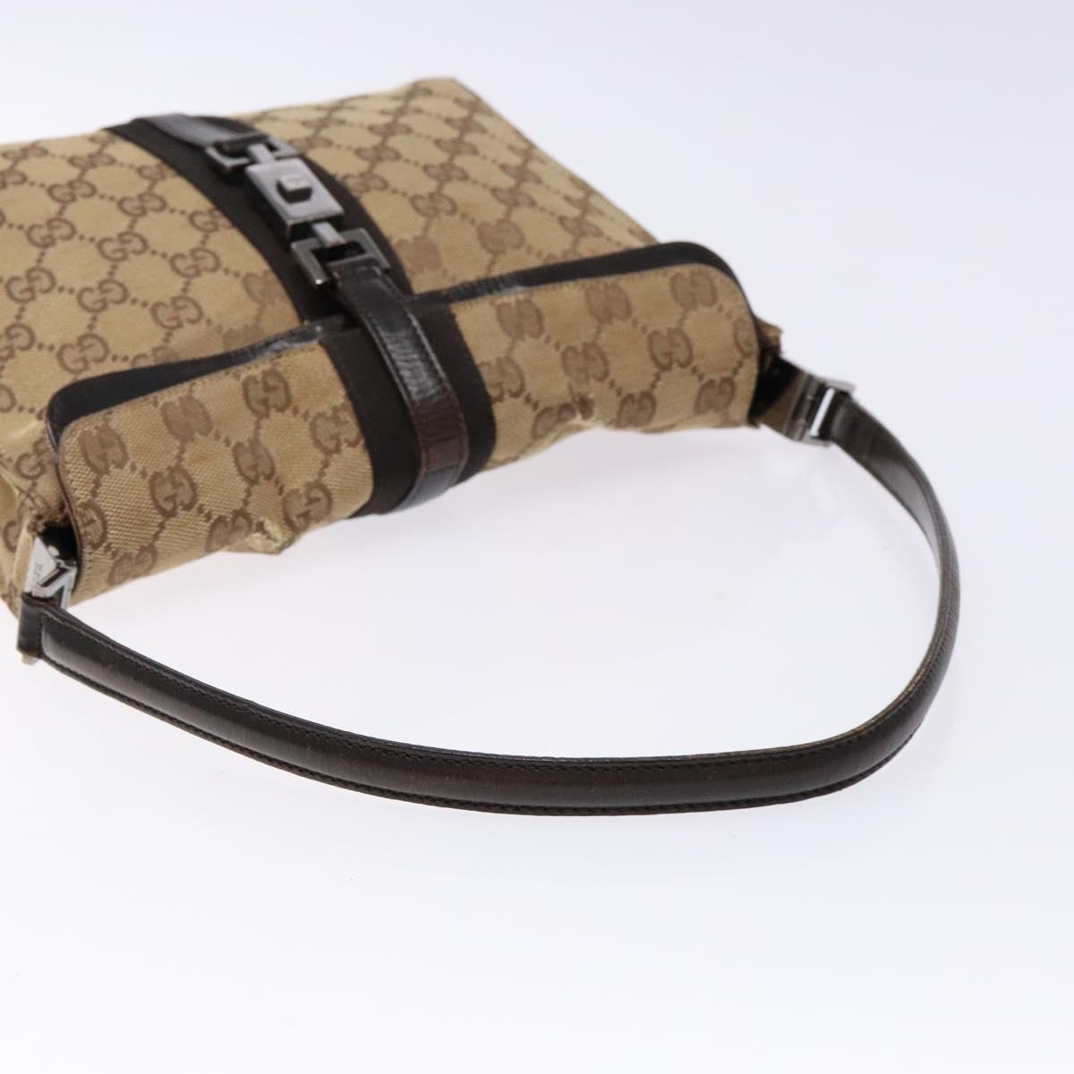 GUCCI GG Canvas Jackie Shoulder Bag Beige Silver 001 3734 Auth 135186