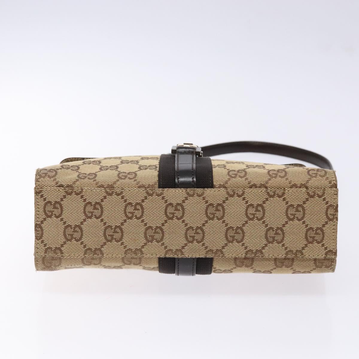 GUCCI GG Canvas Jackie Shoulder Bag Beige Silver 001 3734 Auth 135186