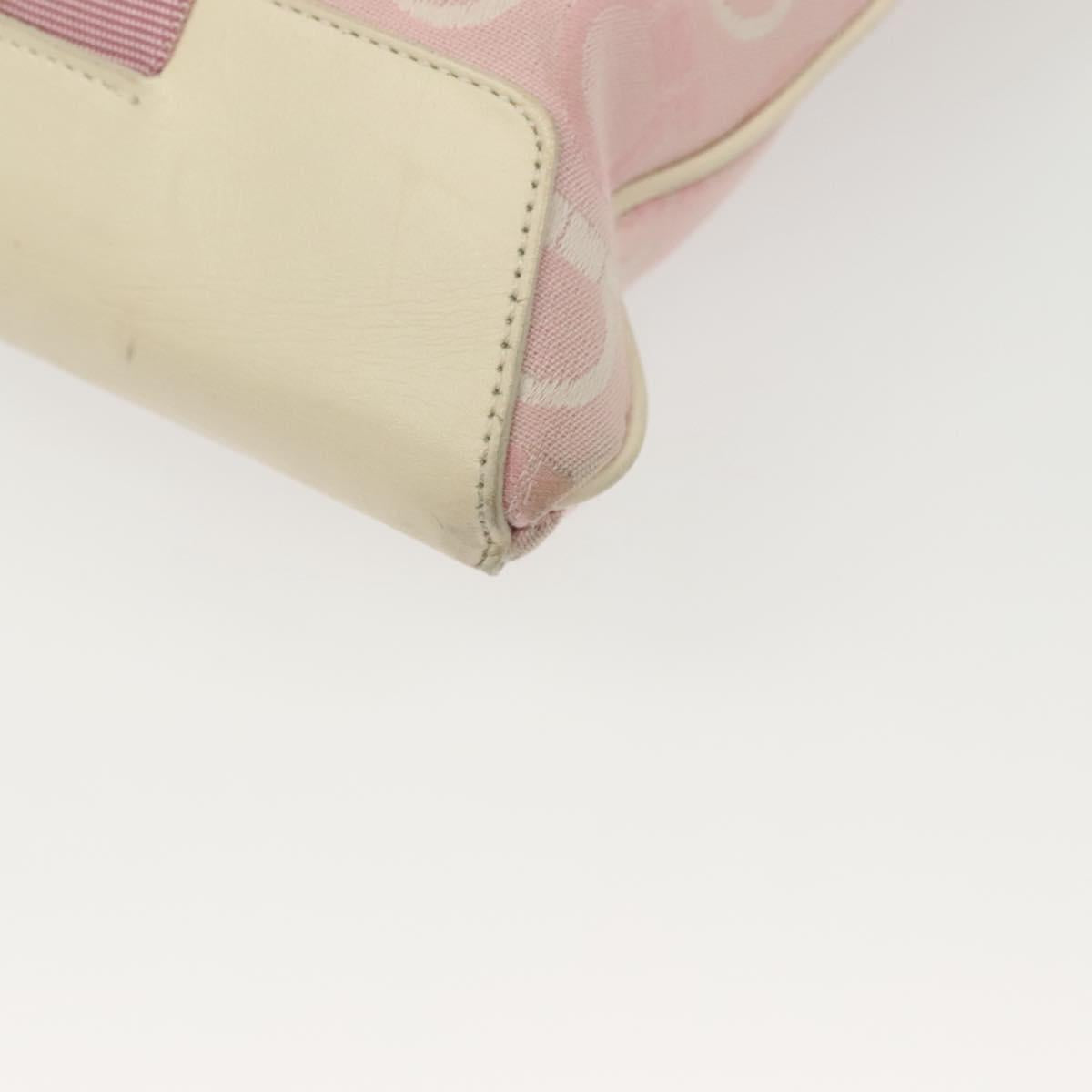 Salvatore Ferragamo Gancini Shoulder Bag Canvas Pink Gold Auth 135187