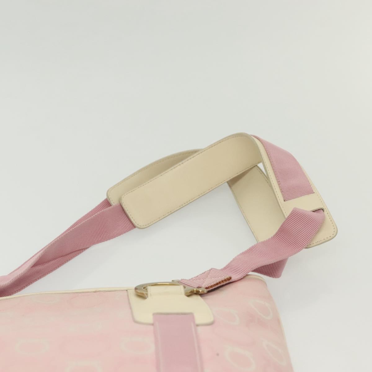 Salvatore Ferragamo Gancini Shoulder Bag Canvas Pink Gold Auth 135187