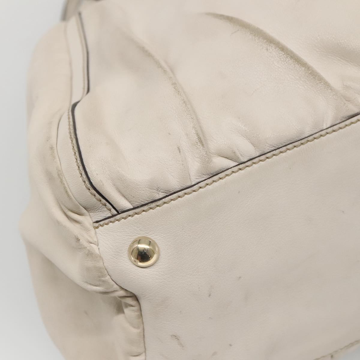 GUCCI Tote Bag Leather Ivory Gold 189835 Auth 135191