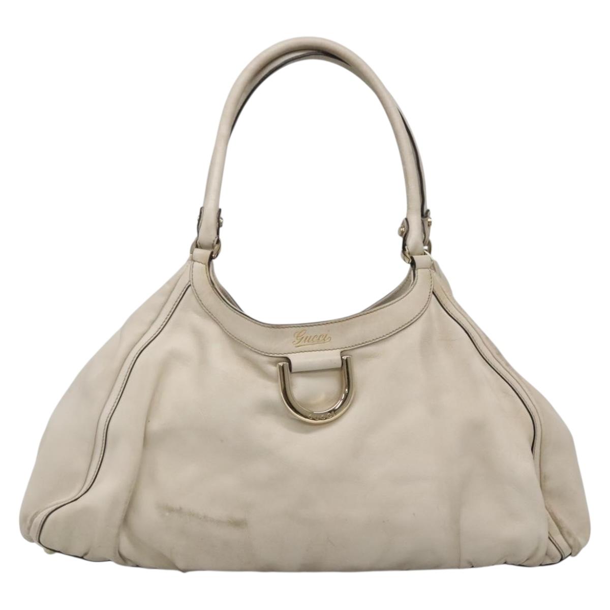 GUCCI Tote Bag Leather Ivory Gold 189835 Auth 135191