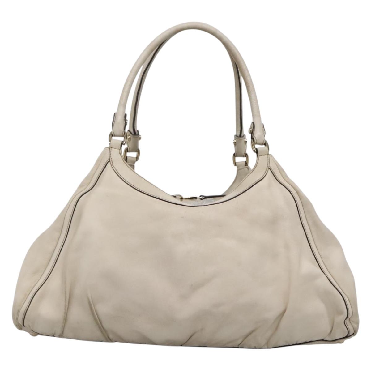 GUCCI Tote Bag Leather Ivory Gold 189835 Auth 135191