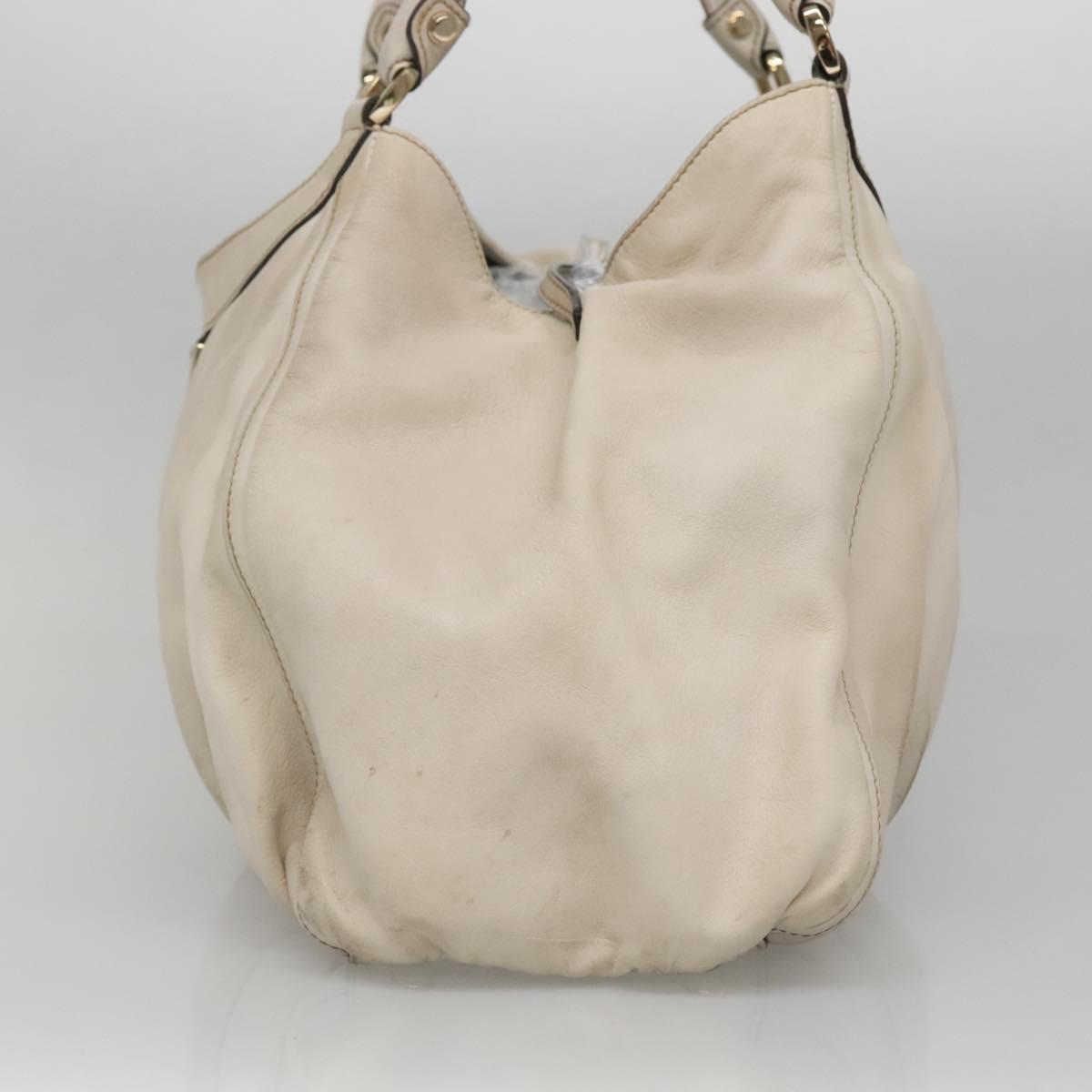 GUCCI Tote Bag Leather Ivory Gold 189835 Auth 135191
