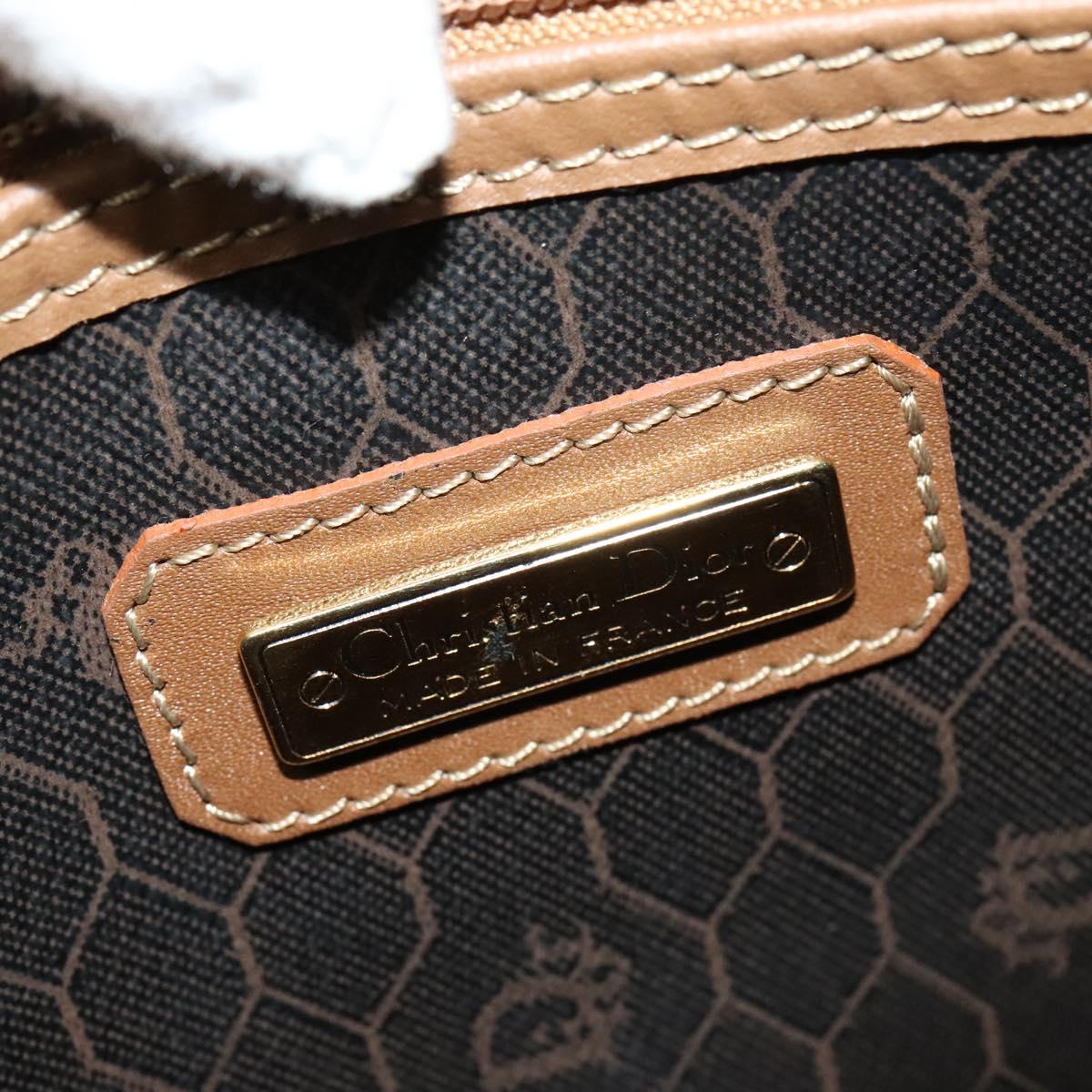 Christian Dior Honeycomb Canvas Boston Bag PVC Black Gold Auth 135192