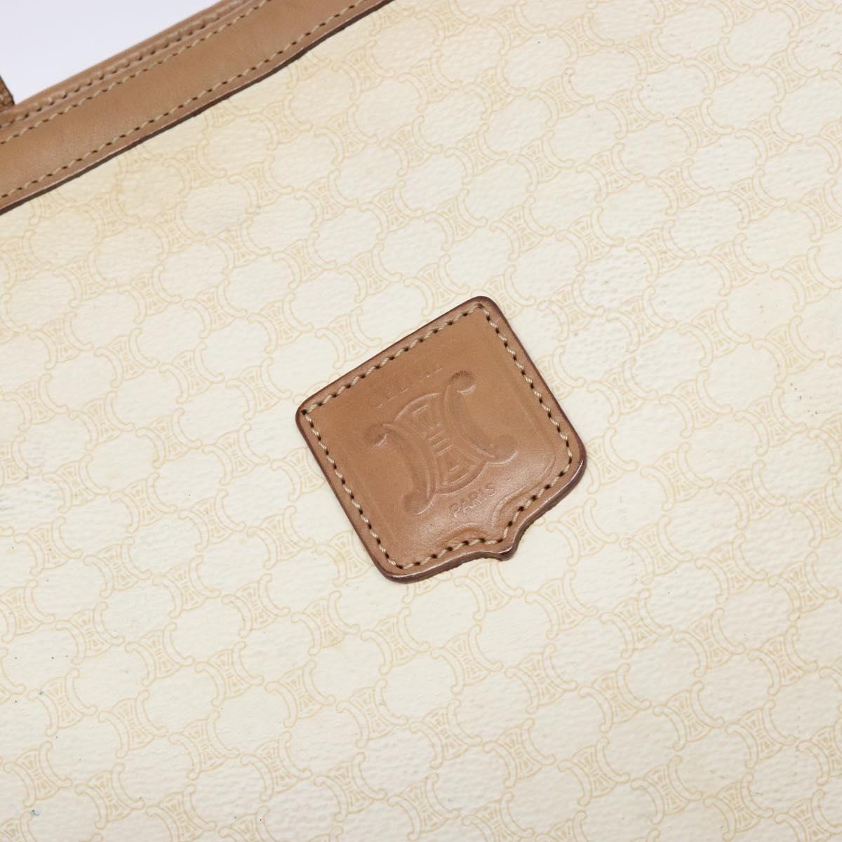 CELINE Macadam Canvas Tote Bag PVC Leather White Gold Auth 135197
