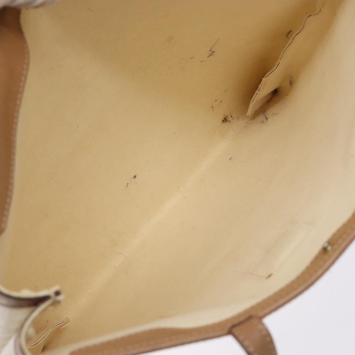 CELINE Macadam Canvas Tote Bag PVC Leather White Gold Auth 135197