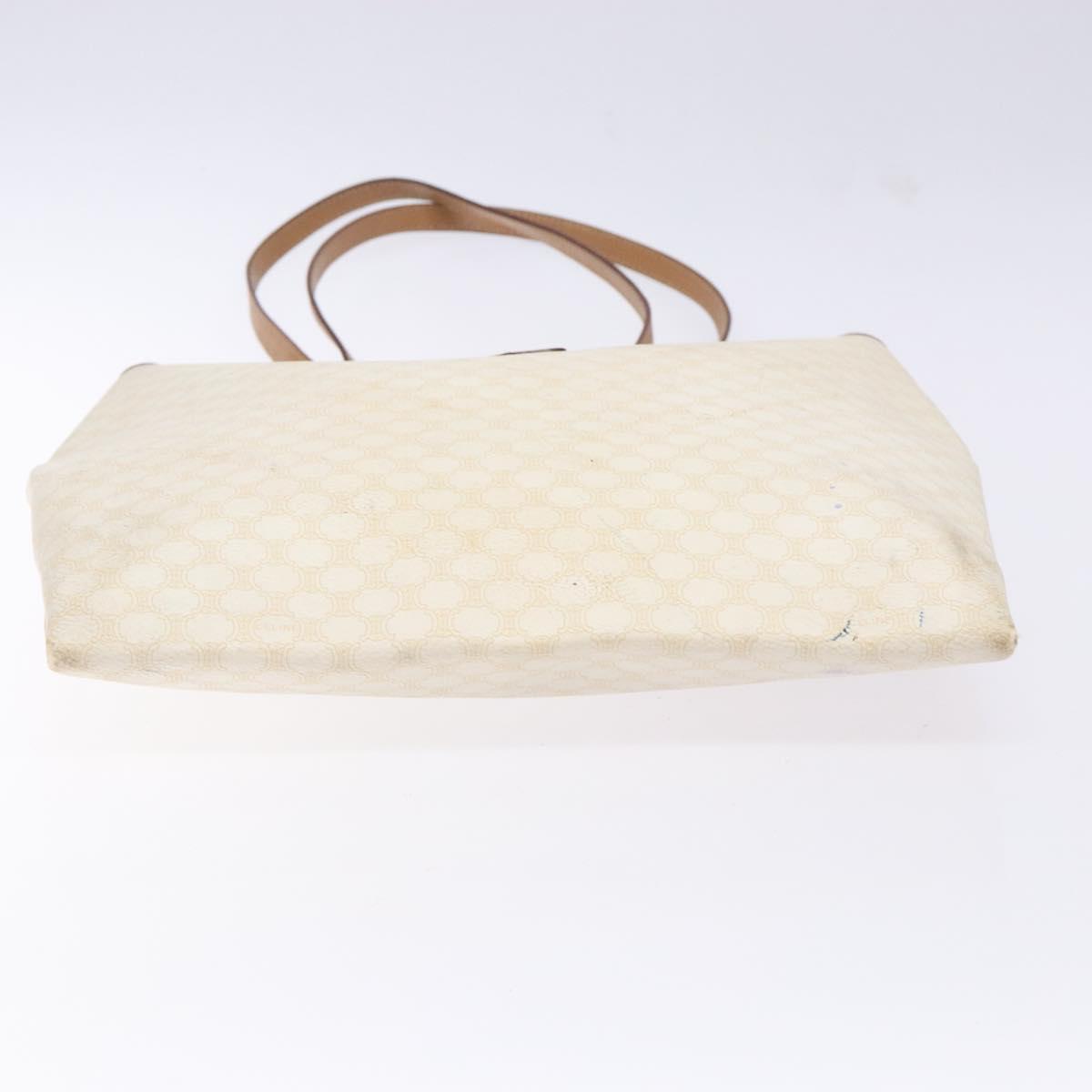 CELINE Macadam Canvas Tote Bag PVC Leather White Gold Auth 135197