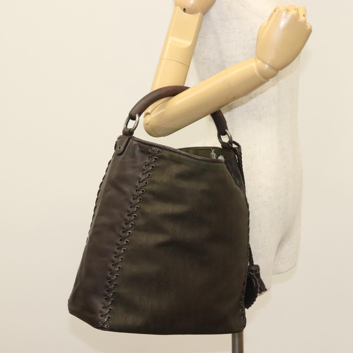Christian Dior Trotter Canvas Hand Bag Khaki Auth 135198