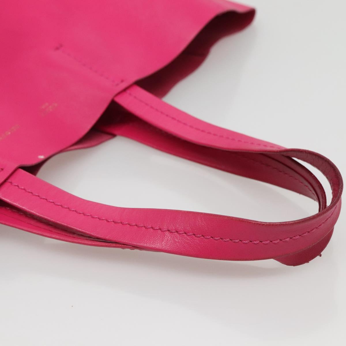 CELINE Tote Bag Leather Pink Gold Auth 135200