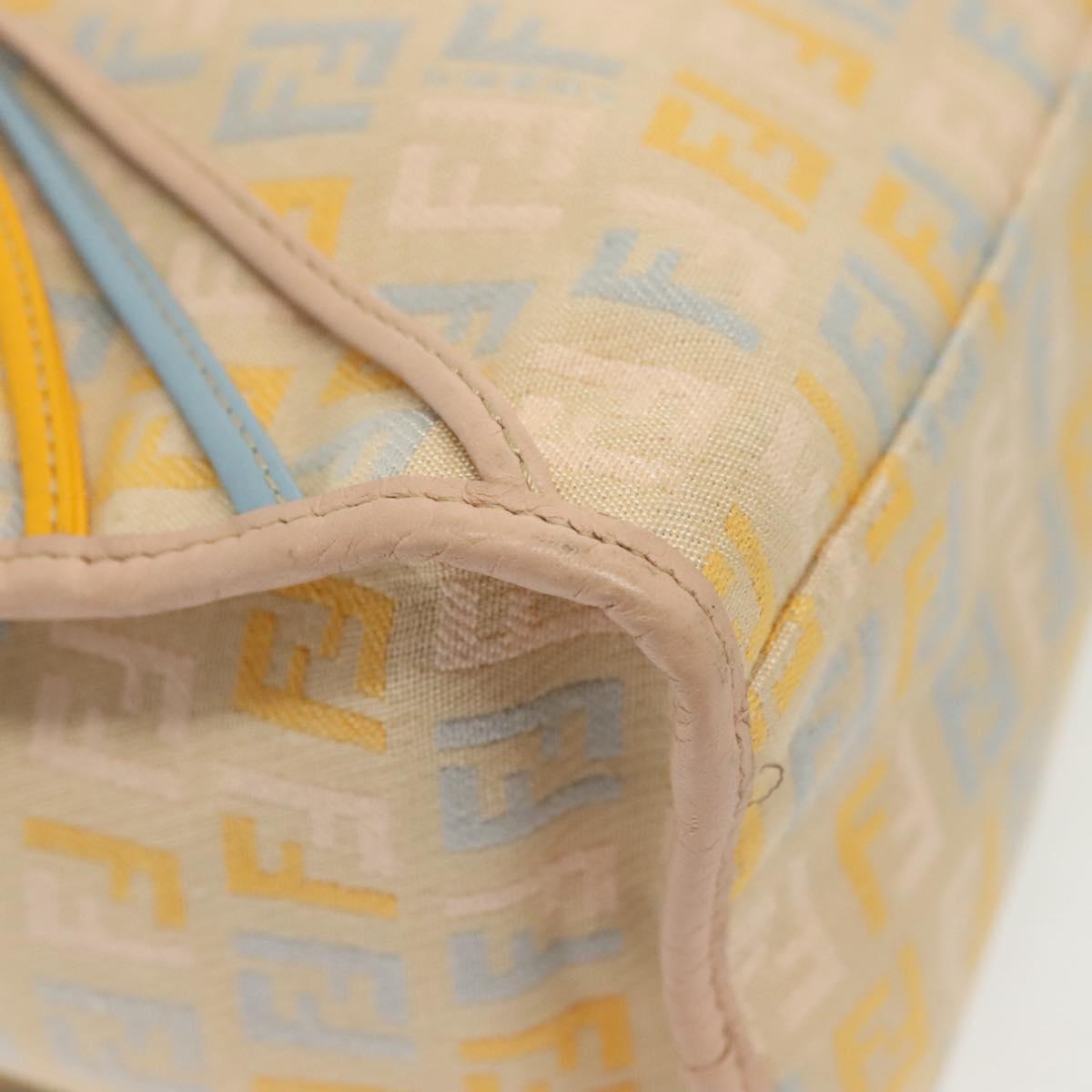 FENDI Zucchino Canvas Hand Bag Beige Gold Auth 135203