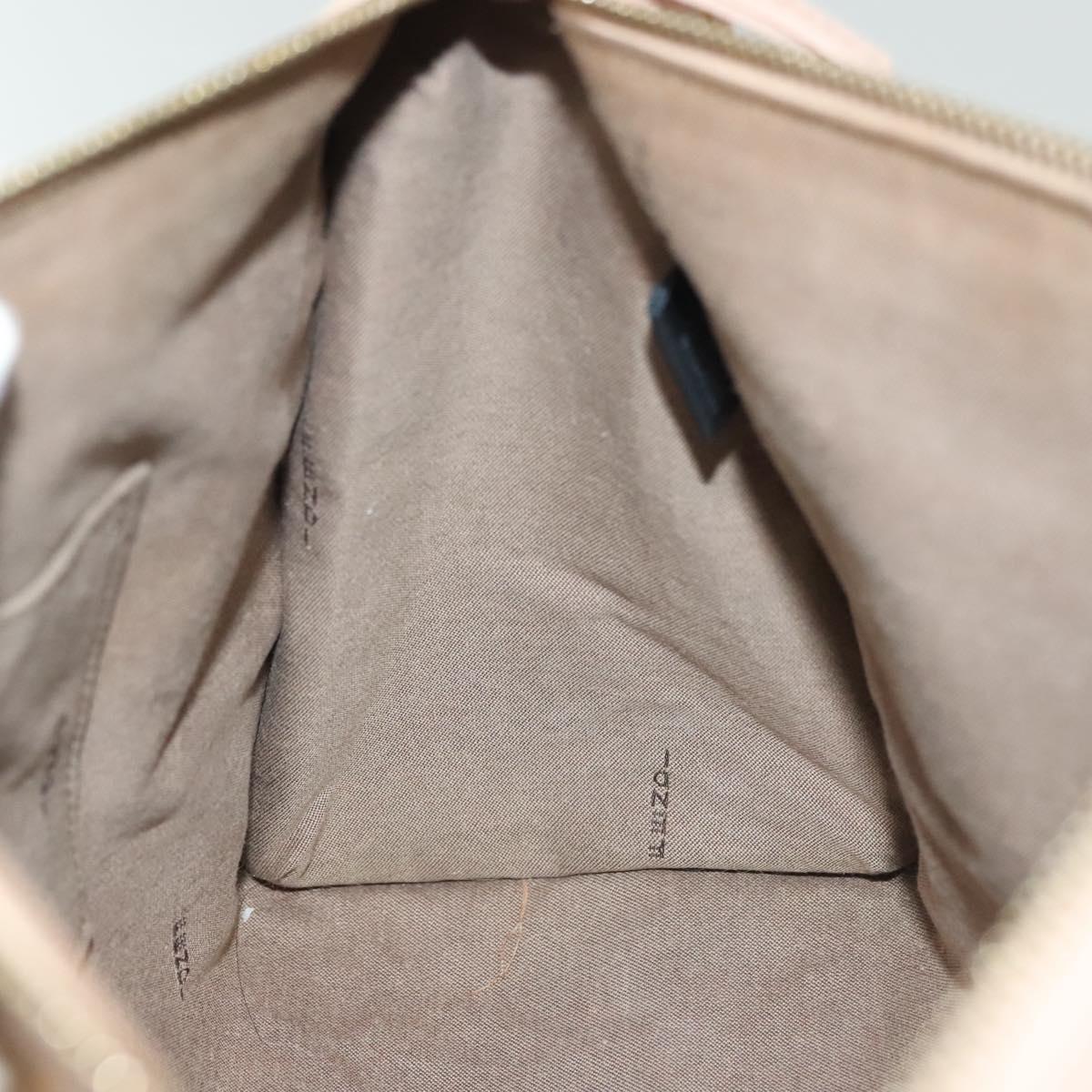 FENDI Zucchino Canvas Hand Bag Beige Gold Auth 135203