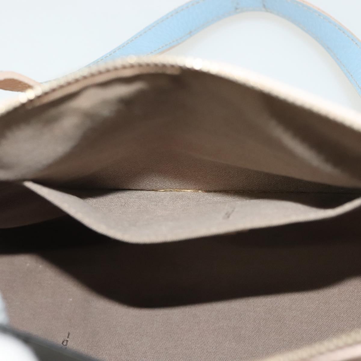 FENDI Zucchino Canvas Hand Bag Beige Gold Auth 135203