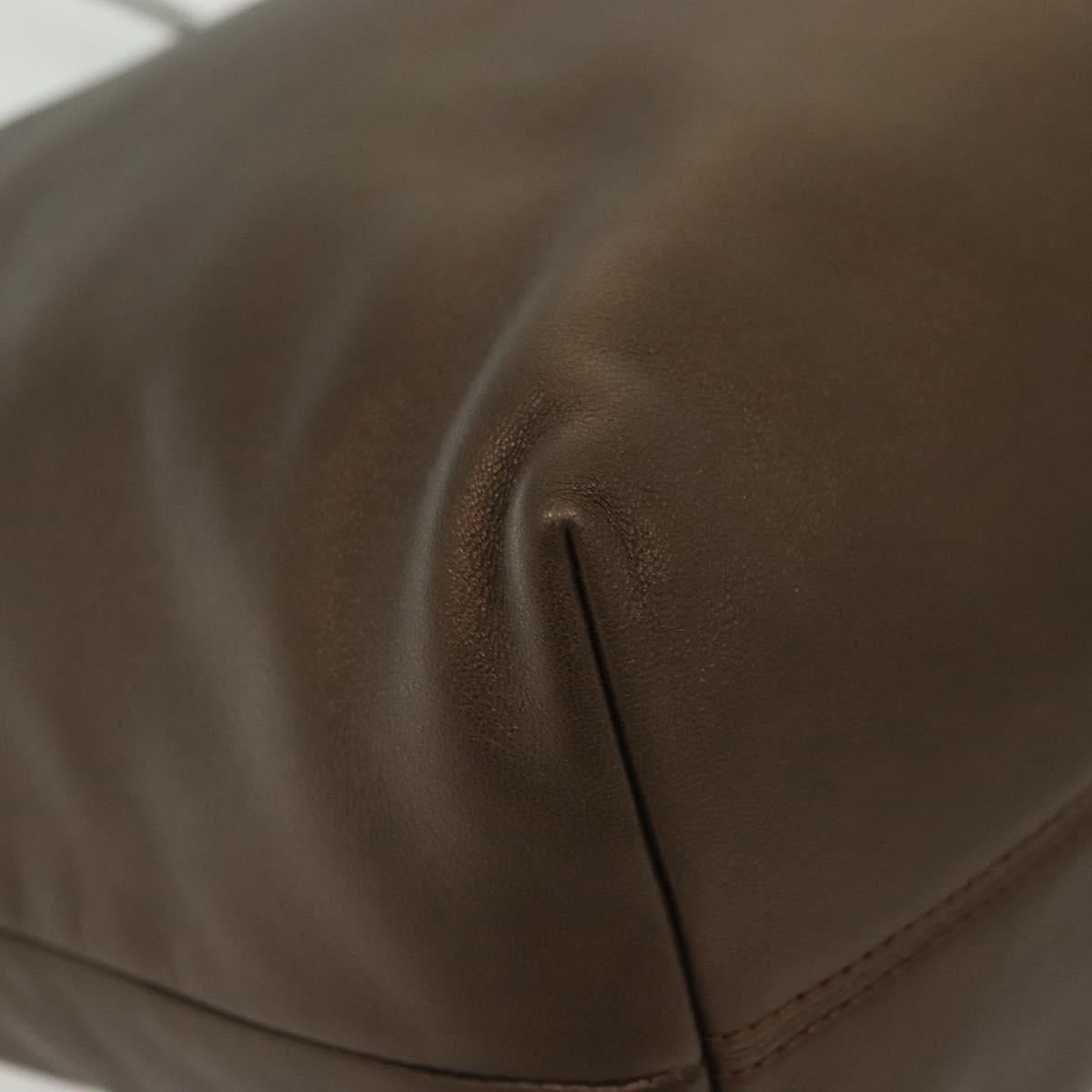 LOEWE Hand Bag Leather Brown Silver Auth 135204