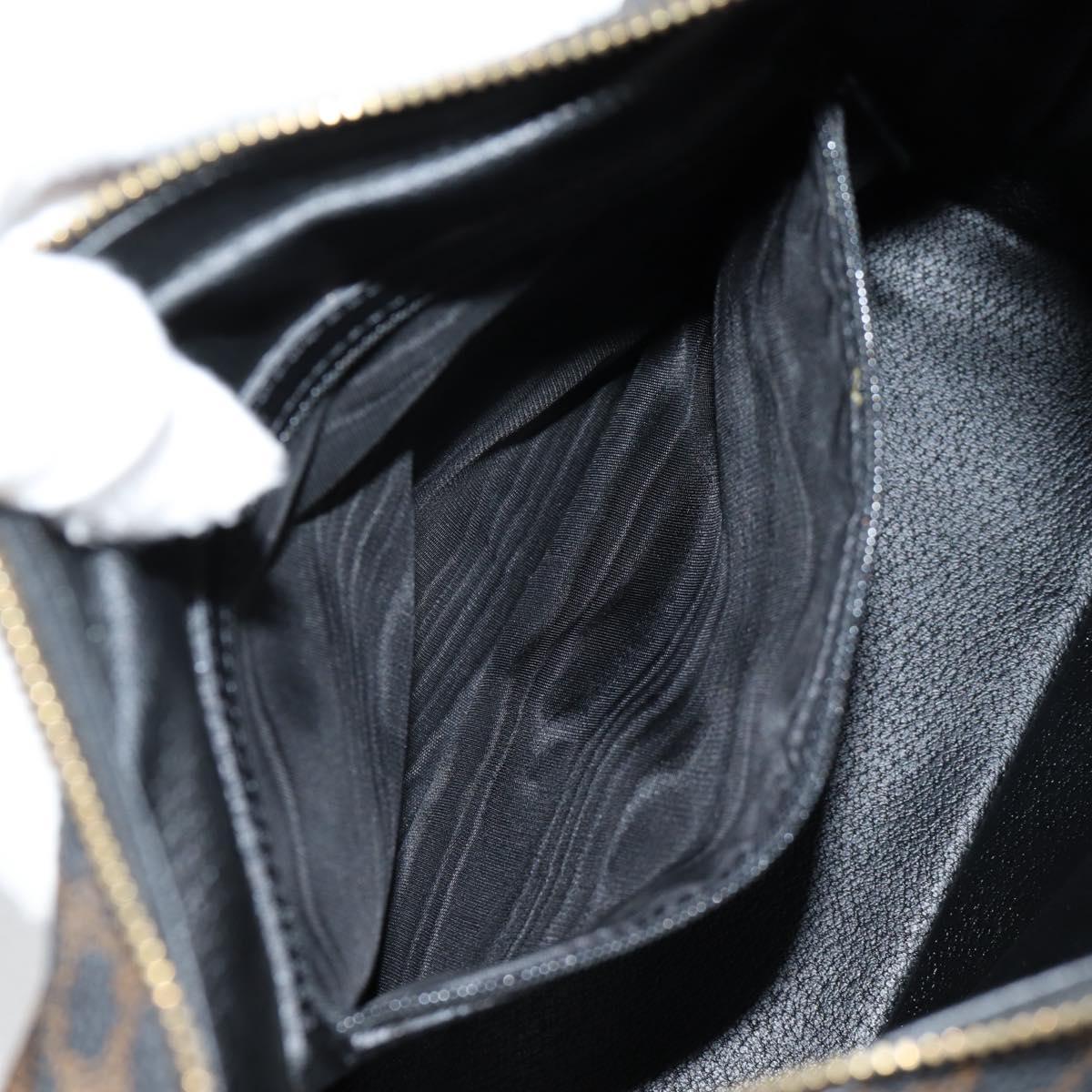 CELINE Macadam Canvas Shoulder Bag PVC Leather Black Gold Auth 135205V