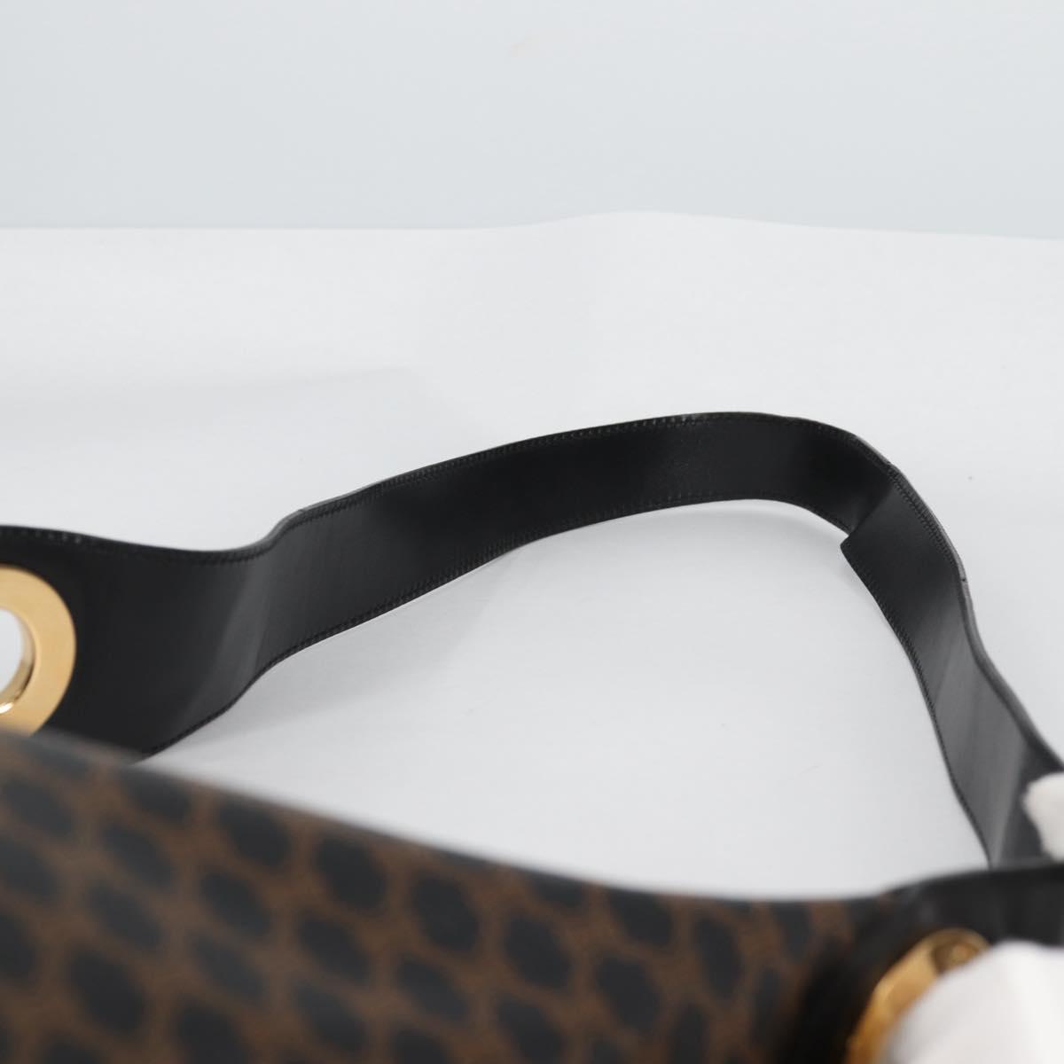 CELINE Macadam Canvas Shoulder Bag PVC Leather Black Gold Auth 135205V