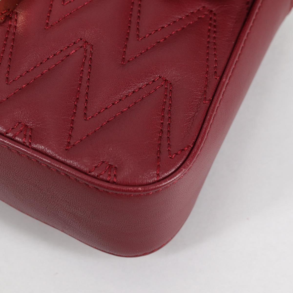 VALENTINO Hand Bag Leather 2way Red Gold Auth 135211V