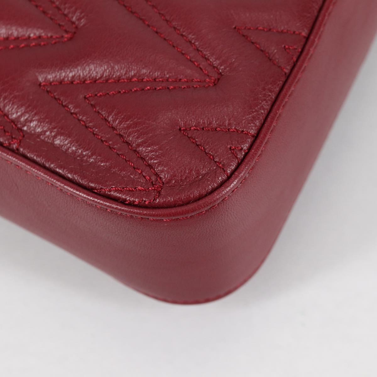 VALENTINO Hand Bag Leather 2way Red Gold Auth 135211V