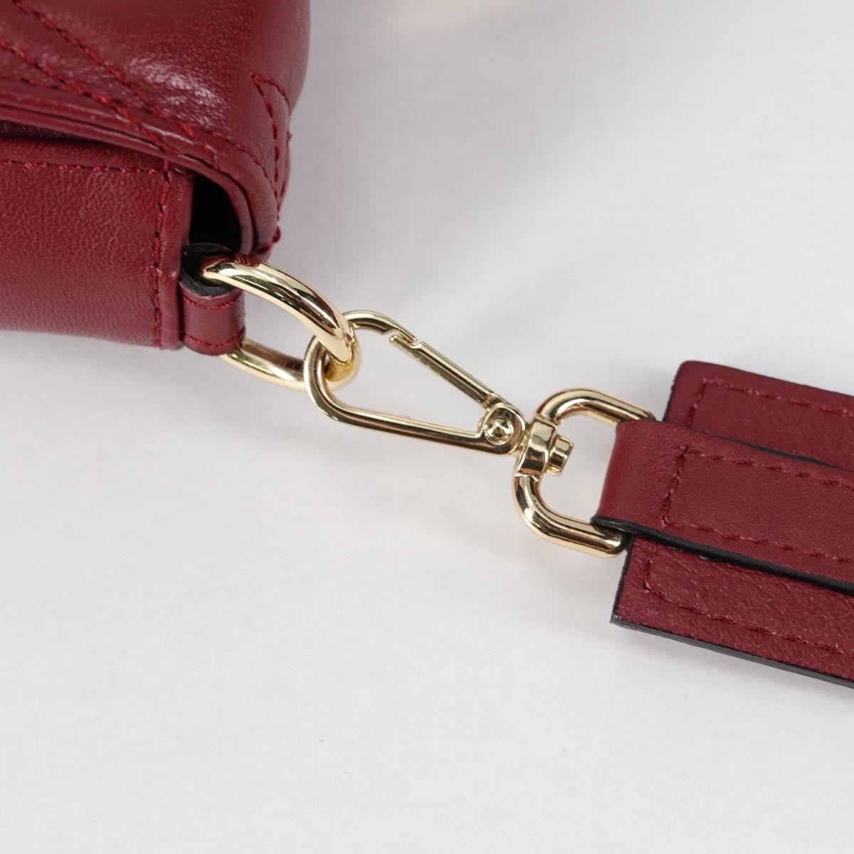 VALENTINO Hand Bag Leather 2way Red Gold Auth 135211V