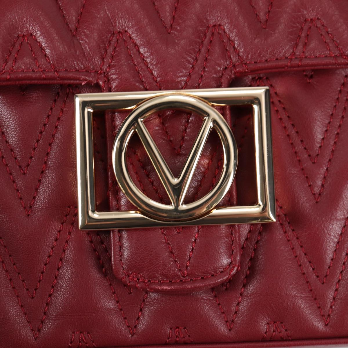 VALENTINO Hand Bag Leather 2way Red Gold Auth 135211V
