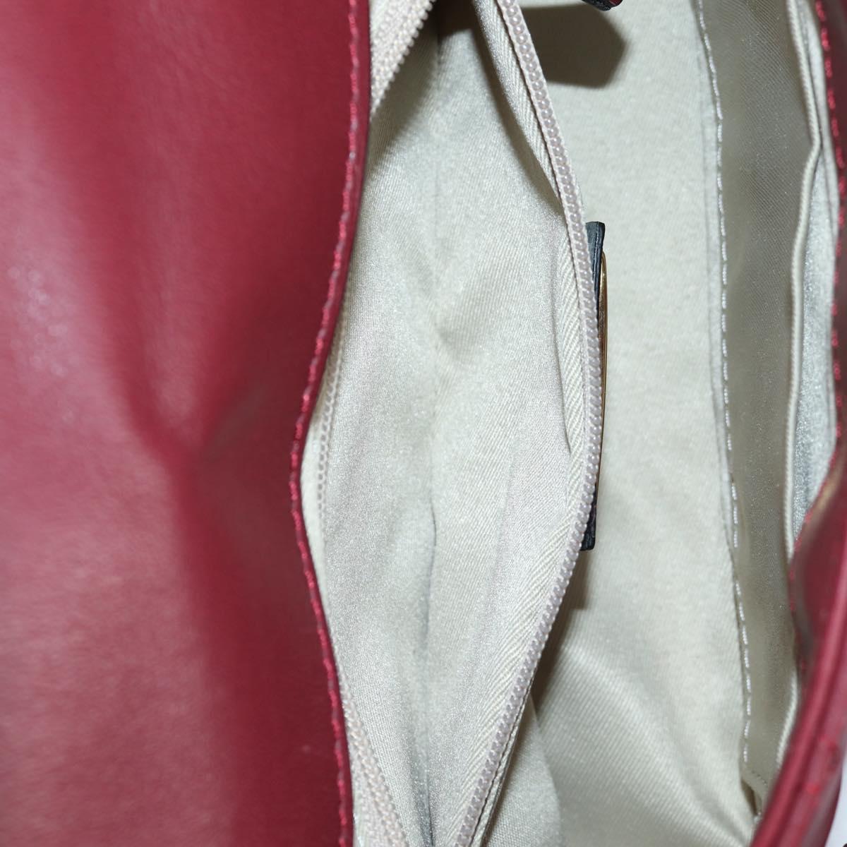 VALENTINO Hand Bag Leather 2way Red Gold Auth 135211V