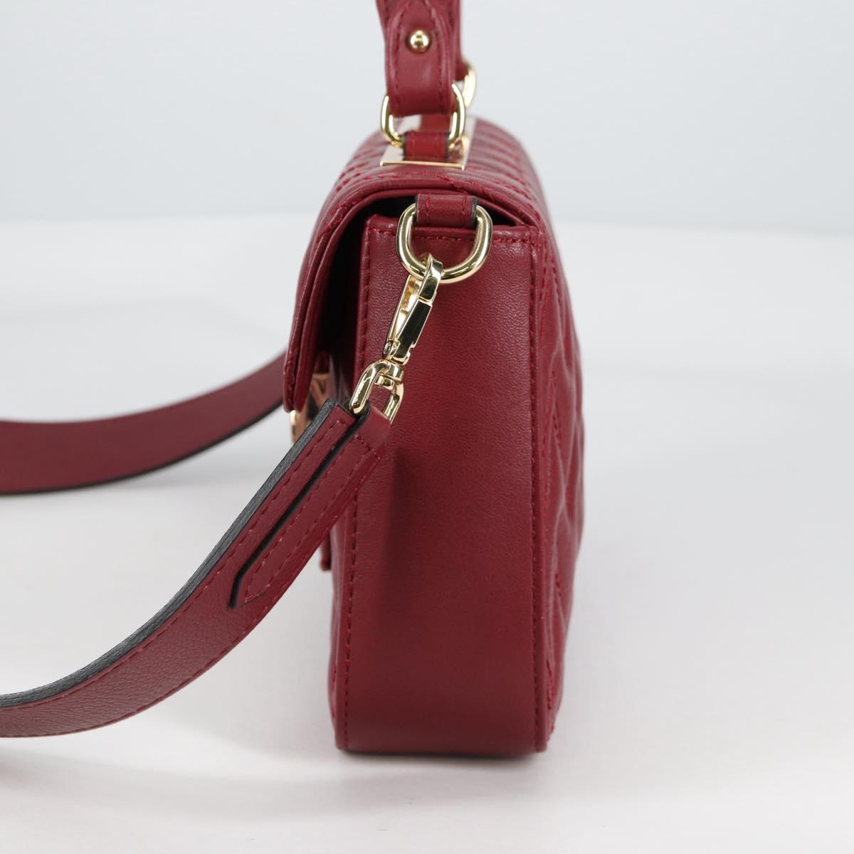 VALENTINO Hand Bag Leather 2way Red Gold Auth 135211V