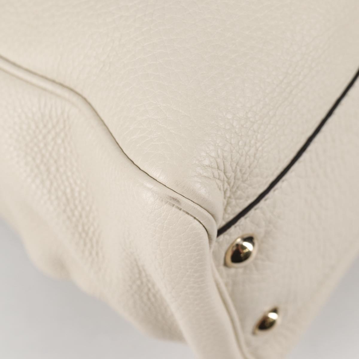 GUCCI Bamboo Hand Bag Leather 2way White Gold 336032 Auth 135213V